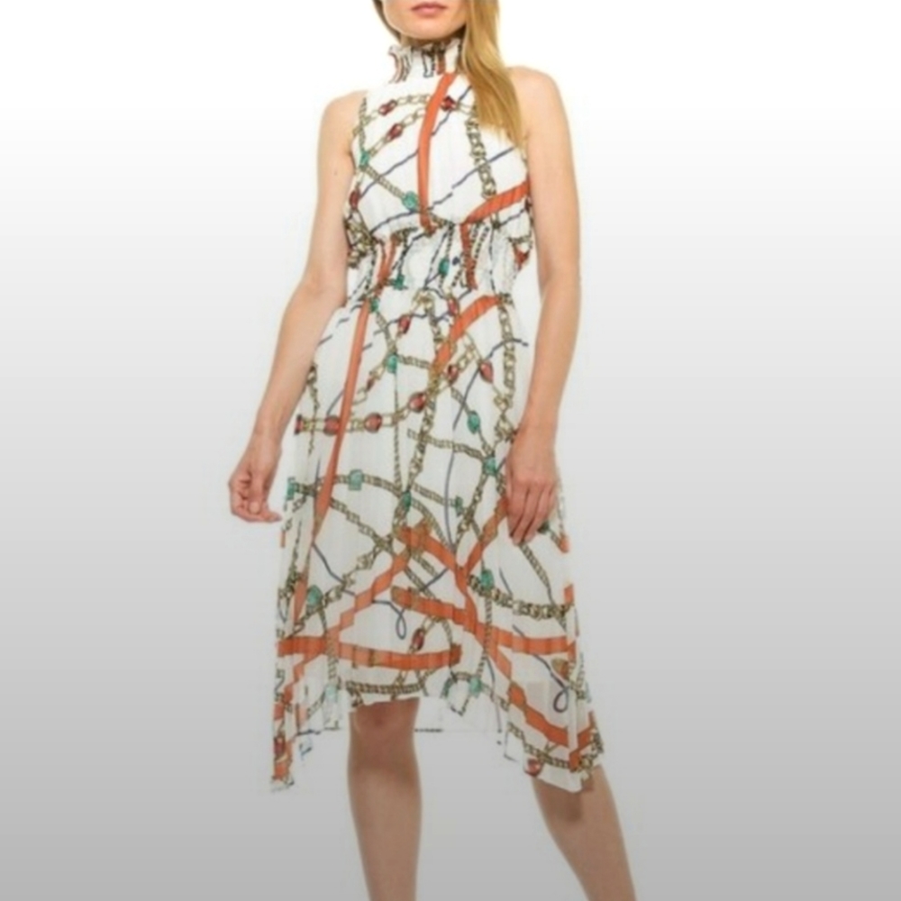 Boston Proper Alexia Admor Midi Dress Chain Print